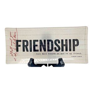 Fringe Studio Decoupage Glass Tray Friendship "Walk beside me and be my friend"
